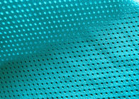 140GSM 93% โพลีเอสเตอร์ผ้าตาข่ายผีเสื้อสำหรับกีฬาสวมใส่ซับสีเขียวขุ่นสีฟ้า