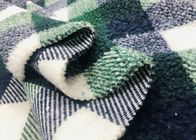 วัสดุผ้าห่มเชอร์ปาแสนสบายสีเขียวลายสก๊อต 340GSM โพลีเอสเตอร์ 100%